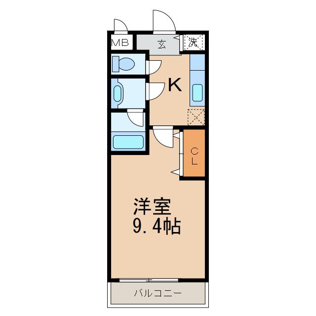 ティエラハウス西小二里(1K/2階)の間取り写真