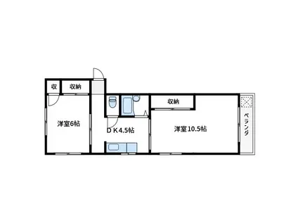 グランドハイム小林(2DK/3階)の間取り写真