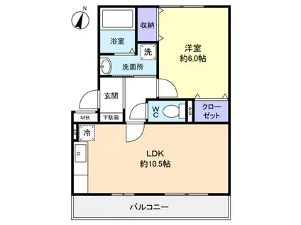 グランド・ソレーユII(1LDK/1階)の間取り写真