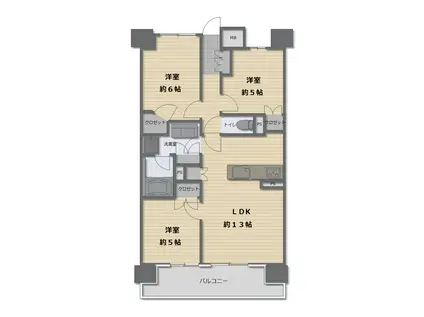 オープンレジデンシア新前橋(3LDK/3階)の間取り写真