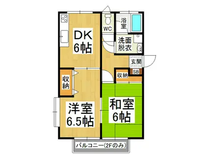 ハイツパークサイド(2DK/2階)の間取り写真