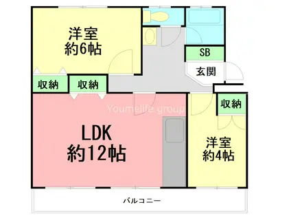 東高森団地 11号棟(2LDK/2階)の間取り写真