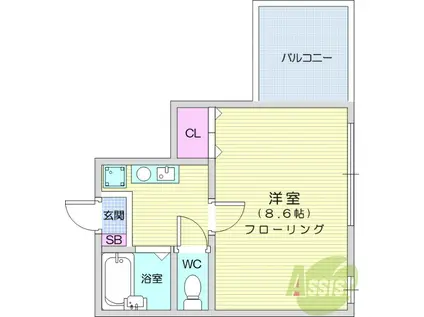 プランドビル土樋(1K/3階)の間取り写真