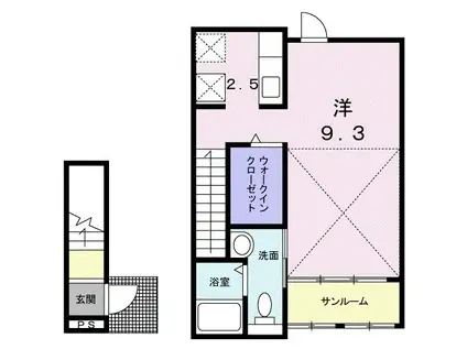 美都エルシティ(ワンルーム/2階)の間取り写真
