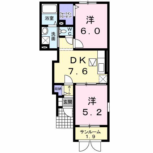 夢ハイツマツダI(2DK/1階)の間取り写真