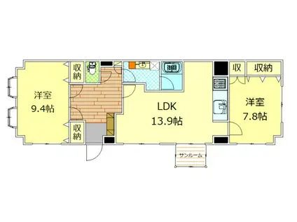 荻野アパート(2LDK/1階)の間取り写真