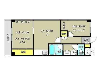 エンゼルハイム(2DK/2階)の間取り写真