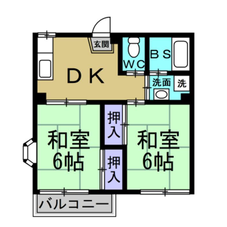 コーポ長尾(2DK/1階)の間取り写真