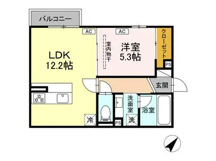 ユア ベース(1LDK/2階)の間取り写真