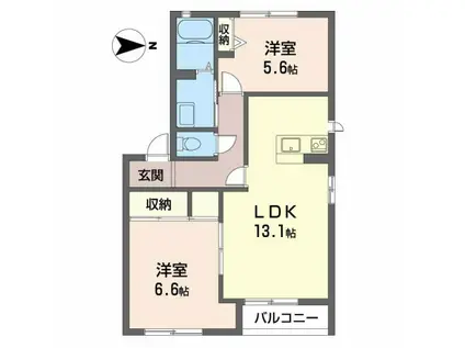 サニーソシア(2LDK/1階)の間取り写真