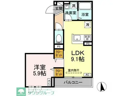 セレスティア東向島(1LDK/2階)の間取り写真