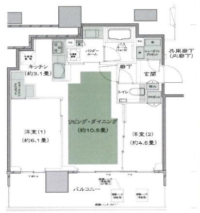シティタワーズ板橋大山サウスタワー(2LDK/12階)の間取り写真