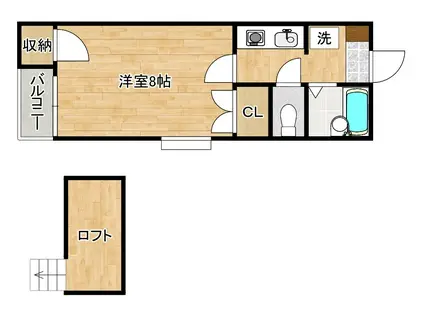 ディアコートカネト(1K/2階)の間取り写真