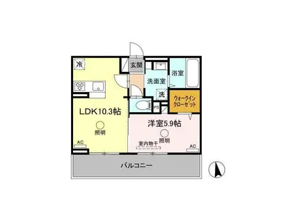 シルクローズ(1LDK/2階)の間取り写真