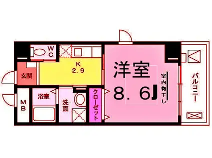 グラン サージュ コヤス(1K/2階)の間取り写真