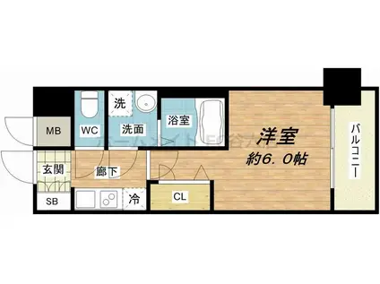 レオンコンフォート難波リオ(1K/12階)の間取り写真