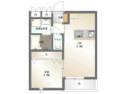 CHERRYBLOSSOM川原町(1LDK/3階)の間取り写真