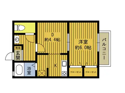 サンメゾンMK(1DK/2階)の間取り写真