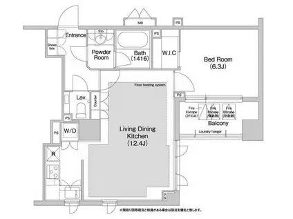 コンフォリア日本橋人形町イースト(1LDK/3階)の間取り写真