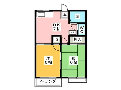 第9ヤマサハイツ(2DK/2階)の間取り写真