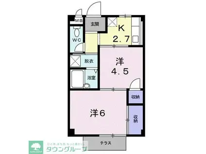 シーズンリッチヒルズ(2K/1階)の間取り写真