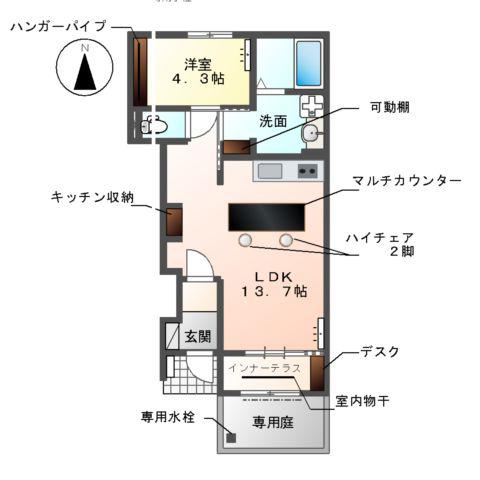 メゾン ボヌール(1LDK/1階)の間取り写真