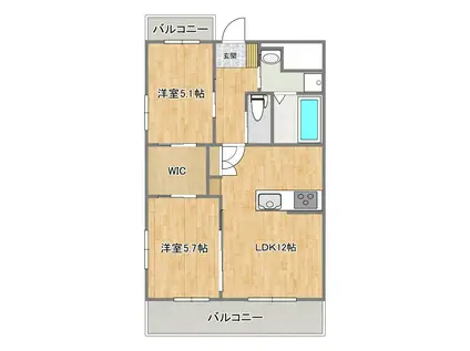 アンソレイエ(2LDK/5階)の間取り写真