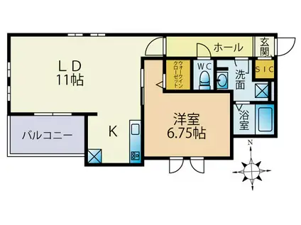 西中延3丁目マンション(1LDK/3階)の間取り写真