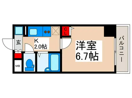 ドゥーエ浦安II(1K/2階)の間取り写真