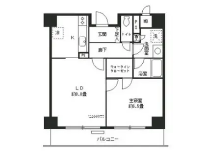 エステージ築地(1LDK/2階)の間取り写真