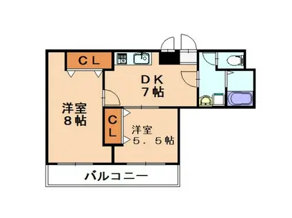 志免グリーンハイツ(2DK/5階)の間取り写真