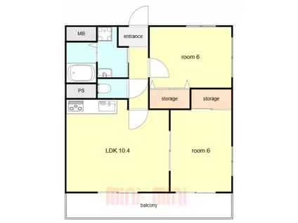 プレステージ甲南(2LDK/6階)の間取り写真