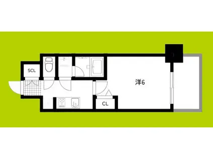 フォーリアライズ難波リアン(1K/2階)の間取り写真