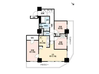 グローリオタワー巣鴨(3LDK/23階)の間取り写真