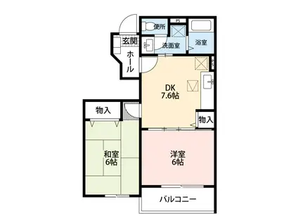 ボーシャルダンC(2DK/1階)の間取り写真