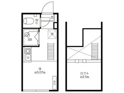 グラード練馬春日町(ワンルーム/2階)の間取り写真