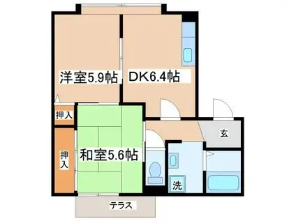 シーサイド須磨B棟(2DK/2階)の間取り写真