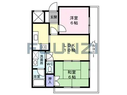 LILY南大野(2LDK/2階)の間取り写真