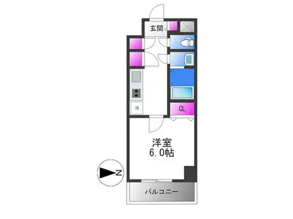 CITYSPIRE平野(1K/8階)の間取り写真