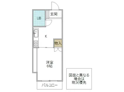 グランヒルズ備前町(1K/1階)の間取り写真