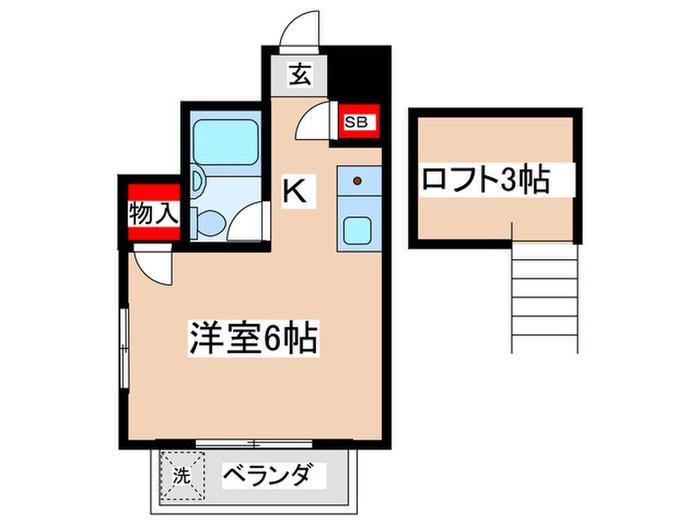 サンメゾン(1K/2階)の間取り写真