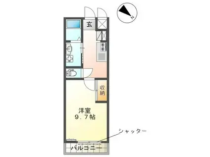 カメリアレジデンスヨコハマ(1K/1階)の間取り写真