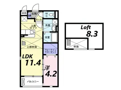 フレイム ガーデン(1LDK/2階)の間取り写真