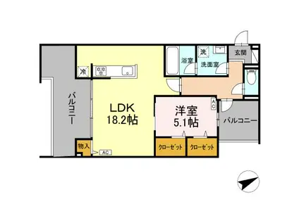 ディーレジデンス稲城(1LDK/2階)の間取り写真