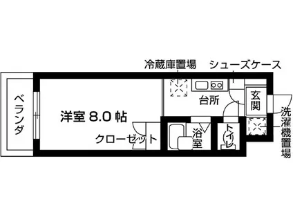 バウスクロス蒲田(ワンルーム/6階)の間取り写真