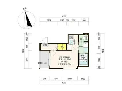 ハーモニーテラスサンクサン(ワンルーム/3階)の間取り写真