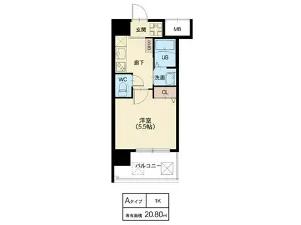 スプランディッド元町山手(1K/9階)の間取り写真