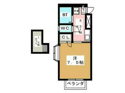 ティアラハウス鶴ヶ谷(1K/2階)の間取り写真