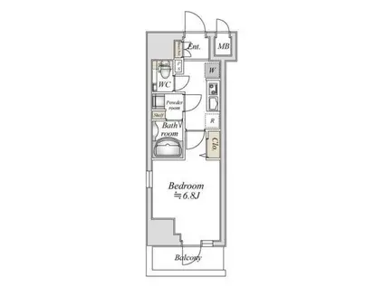 小田急伊勢原駅前マンション(1K/6階)の間取り写真