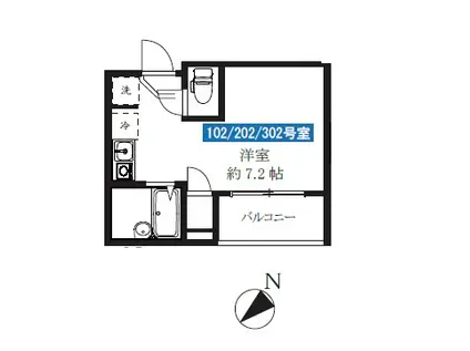 カーサ・リベルタ(ワンルーム/1階)の間取り写真